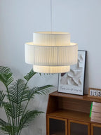 Minimalist White Fabric Pendant Lights Chandelier for Bedroom and Restaurant