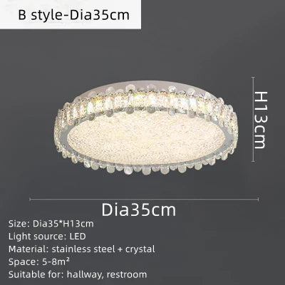 Modern Round LED Crystal Ceiling Light for Home Decor Lighting