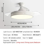 White Ceiling Fan Light with Hidden Fan, Remote Control for Bedroom and Restaurant