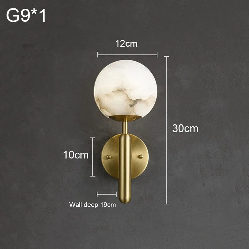 Copper Marble Ball Wall Lamp | Postmodern Luxury LED Lighting