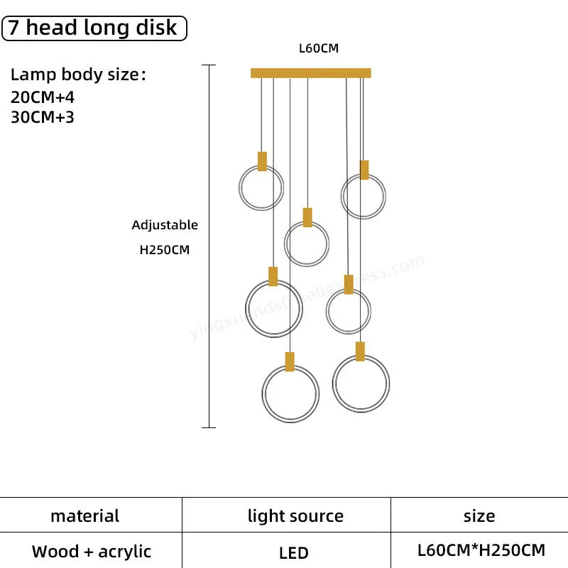 Wooden LED Chandelier for Living Room Ceiling Modern Lighting Fixtures