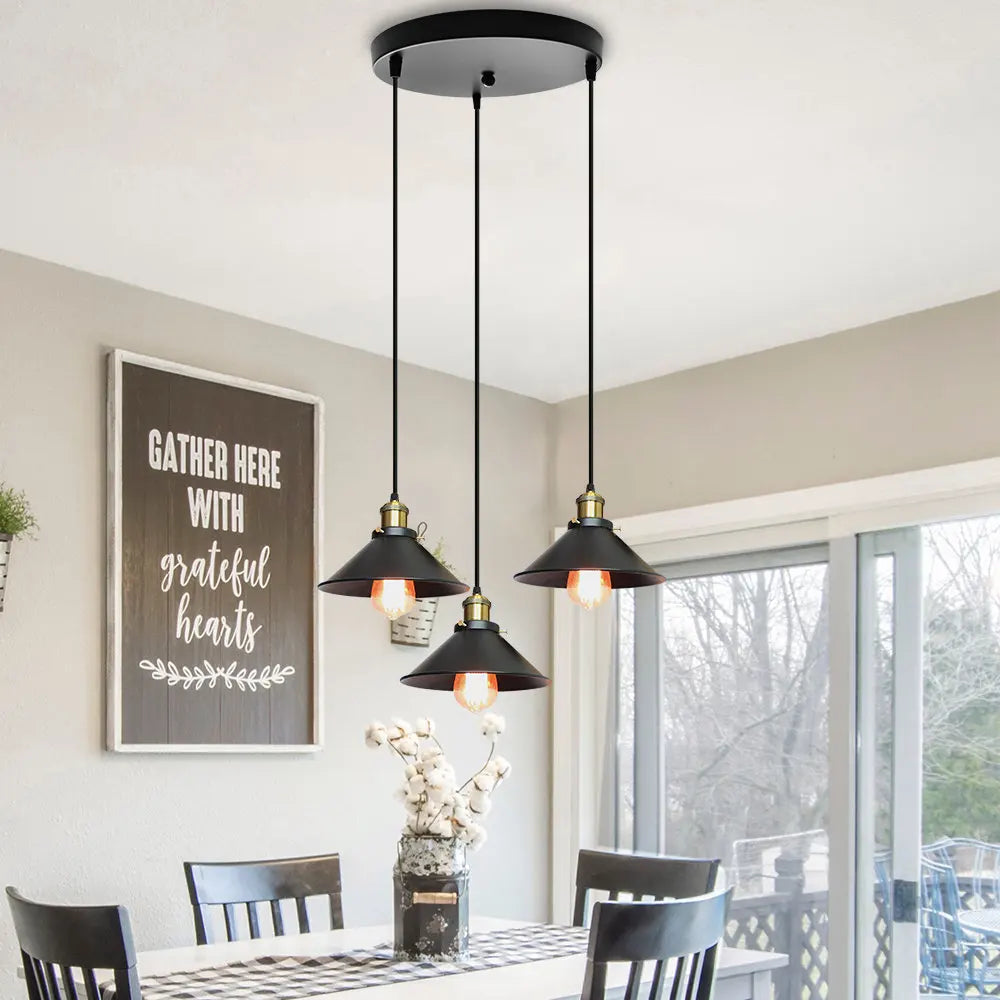 Retro Industrial Pendant Ceiling Lamp E27 LED Chandelier Loft Light for Home Living Room
