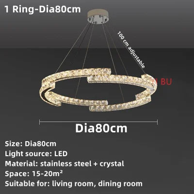 Crystal Ceiling Chandelier: Modern Stainless Steel LED Indoor Lighting for Living Room & Bedroom