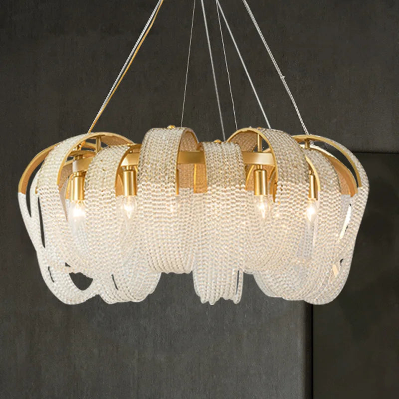 Tassel Crystal Chandelier: High-end LED Lighting for Dining Room & Bedroom
