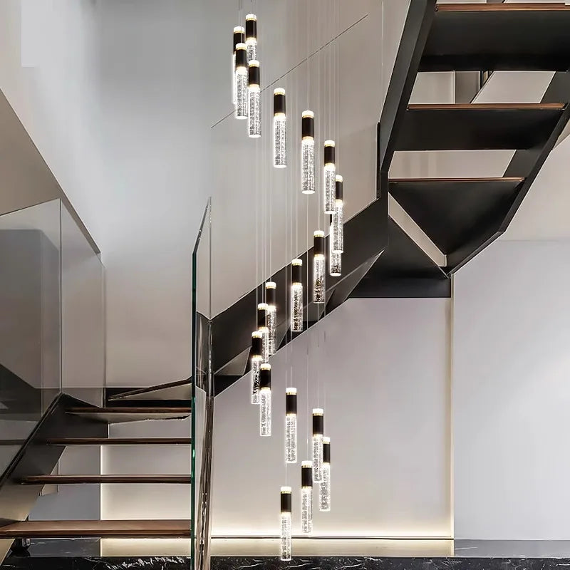 Crystal Chandelier Stair Pendant Lamp Living Room Lighting