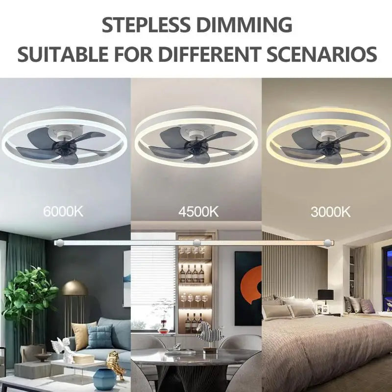 Smart Reversible Ceiling Fan with LED Lights, App Remote, Black/White Chandelier