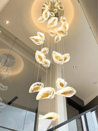 Crystal Glass Staircase Chandelier: Modern Nordic Luxury Living Room Lighting