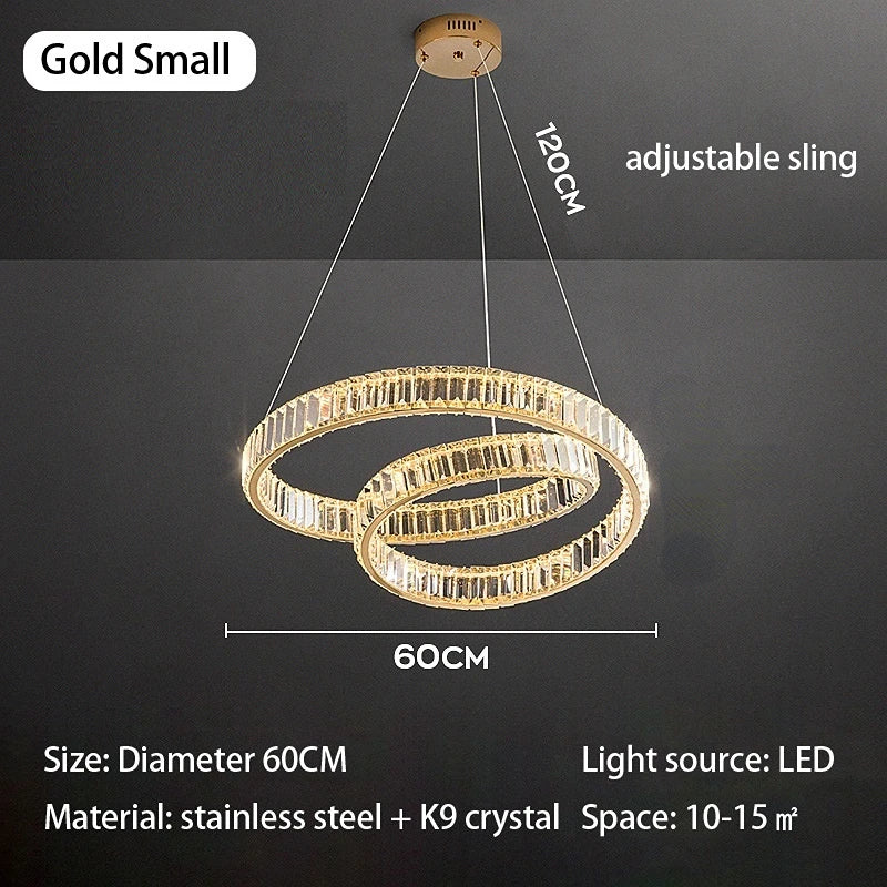 Crystal Chandelier LED Light Fixture, Luxury Decor Hanging Lamp, Modern Home Lighting