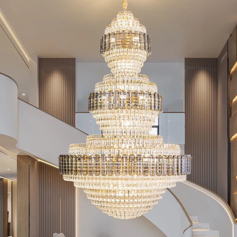 European Crystal Duplex Chandelier for Elegant Living Room and Villa décor.