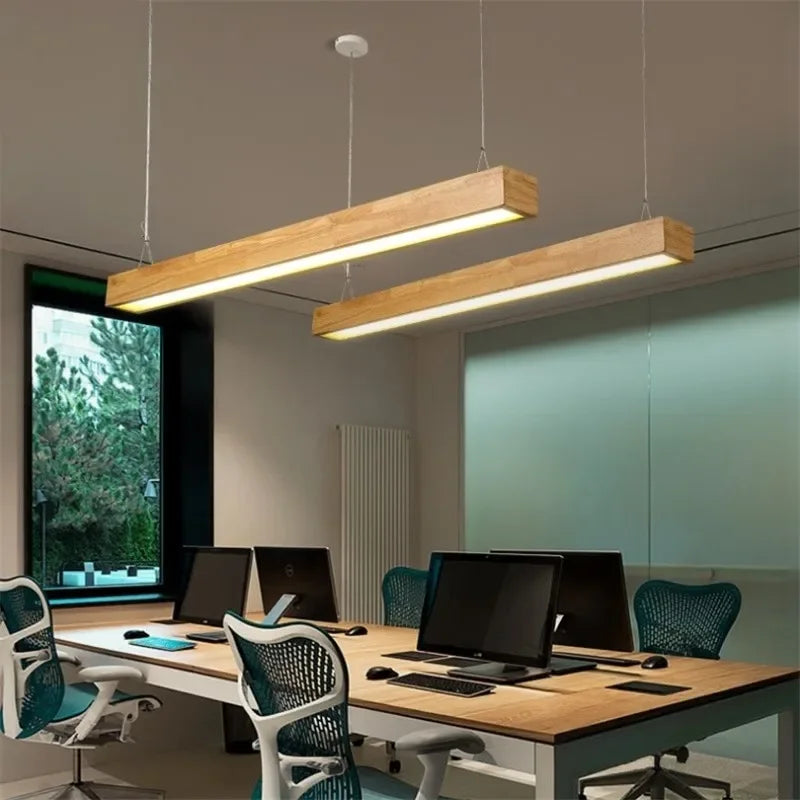 Wooden LED Pendant Lights for Kitchen Office Bedroom Dining Room Modern Nordic Design