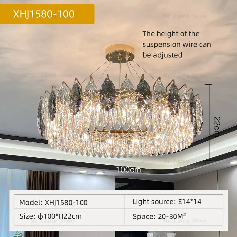Crystal Chandelier: Luxury Modern Lighting for Living Room, Bedroom, Kitchen