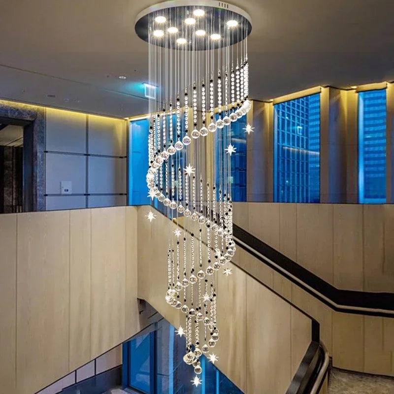 Crystal Spiral Chandelier: Modern Home Decoration for Living Room, Duplex, Villa, Loft
