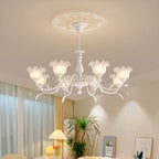 Lily Of The Valley Glass Chandelier Light: Modern Cream Wind Lamp for Living Room & Bedroom