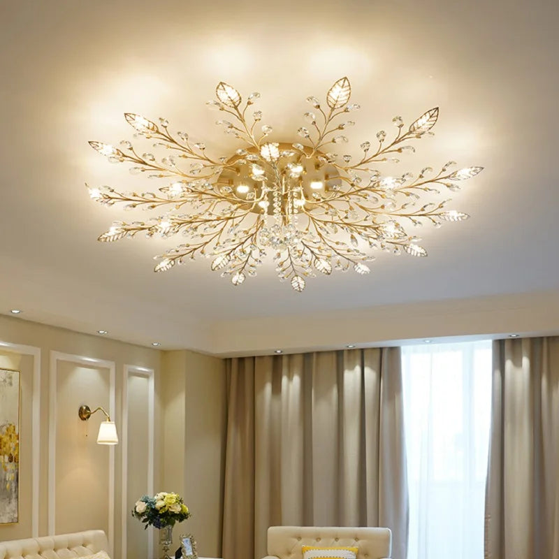Crystal Ceiling Chandelier LED Light Fixture for Living Room Bedroom Kitchen