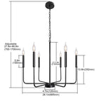 Modern Farmhouse 8-Light Brass & Black Candle Chandelier