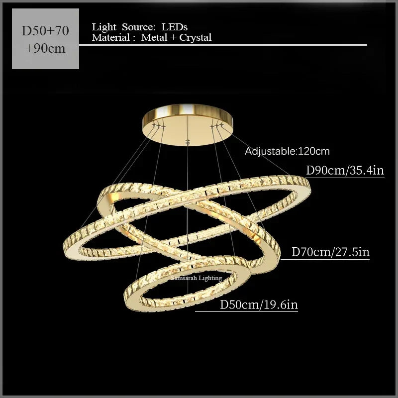 Modern Crystal Ceiling Chandelier Pendant Light for Home Decor Bedroom Living Room