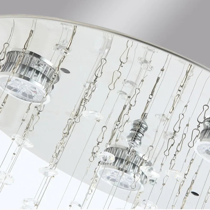 Modern Crystal Chandelier for Staircase, Luxury LED Lighting Fixture for Living Room.