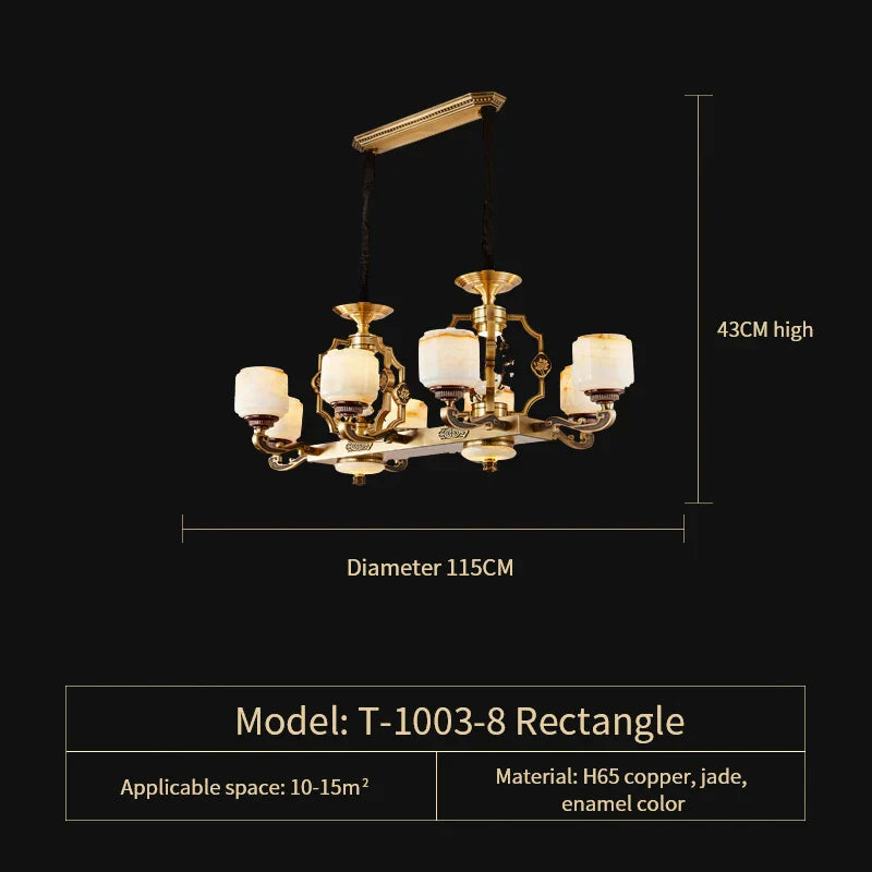 Jade Zinc Alloy Chandelier for Living Room, Restaurant, Hall - Elegant Chinese Design