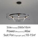 Nordic Black LED Pendant Lights for Home Decor - 80x10cm