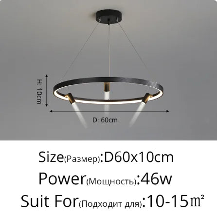 Nordic Black LED Pendant Lights for Home Decor - 80x10cm