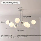 Silver LED Chandelier: Modern Nordic Glass Pendant Light for Home Décor