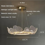 Ginkgo Gold Acrylic LED Pendant Light - Modern Minimalism Chandelier