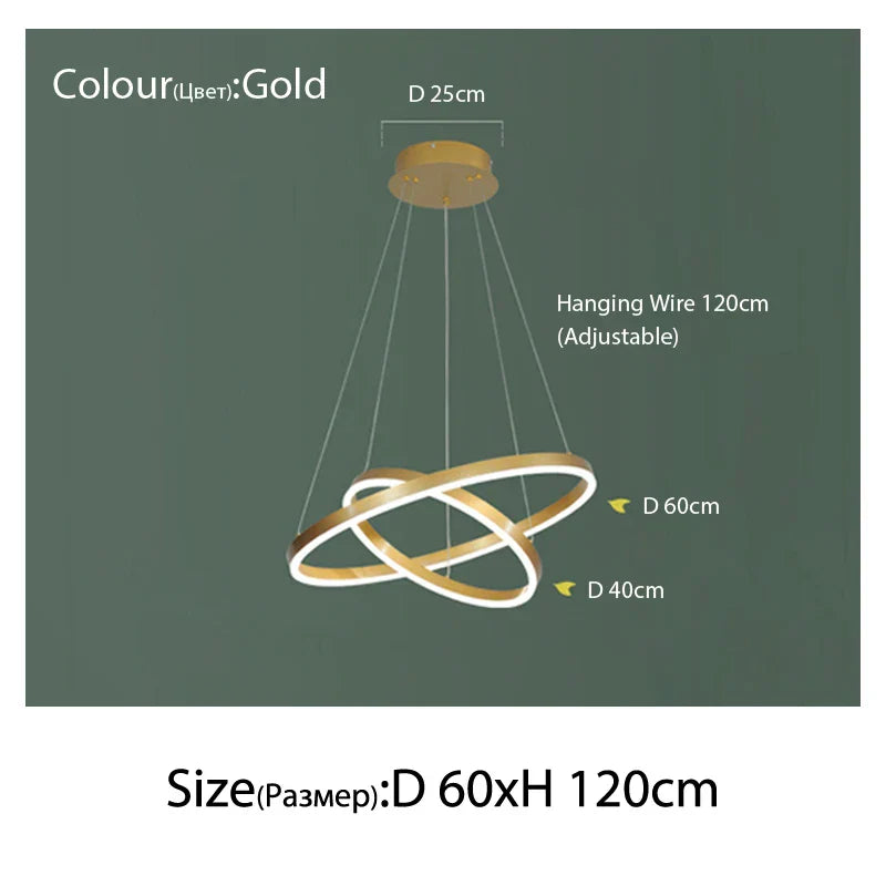 Sophisticated Duplex Living Room Chandelier & LED Circles Lighting Fixtures