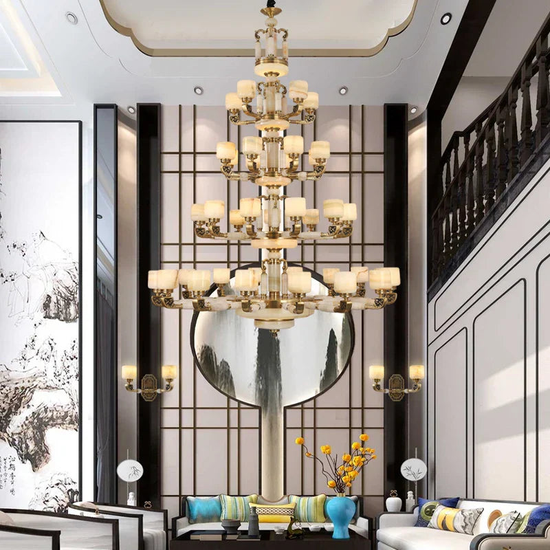Chinese Jade Chandelier: Modern Living Room & Restaurant Décor
