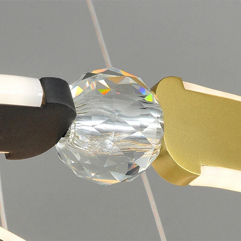 Black Gold LED Ceiling Chandelier Crystal Decorative Pendant Lamp for Dining Room Bedroom
