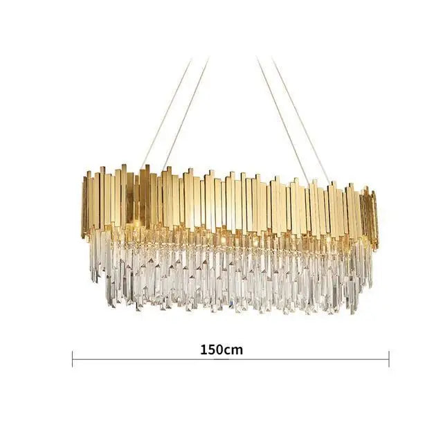 Crystal LED Pendant Lights: Luxury Gold Plating Metal Hanging Lamp for Living, Dining, Bedroom