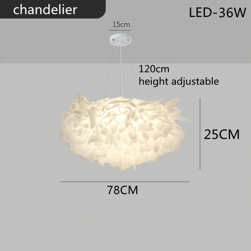 LED Petal Ceiling Chandelier for Living Room, Dimmable Round Bedroom Lamp