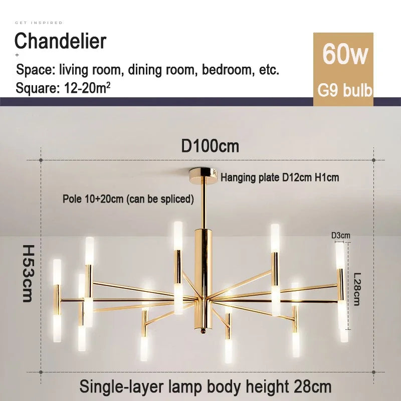 Nordic Chandeliers: Modern Living & Dining Room Pendant Lighting Fixtures