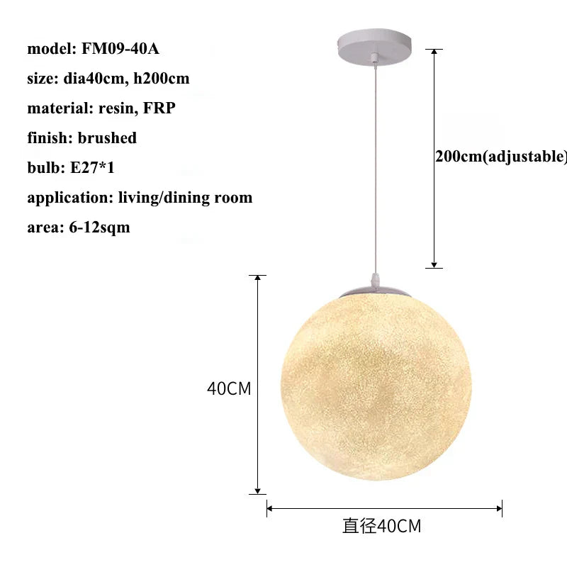 Cream Moon LED Pendant Chandelier: Modern Living Room Kitchen Bedroom Lighting