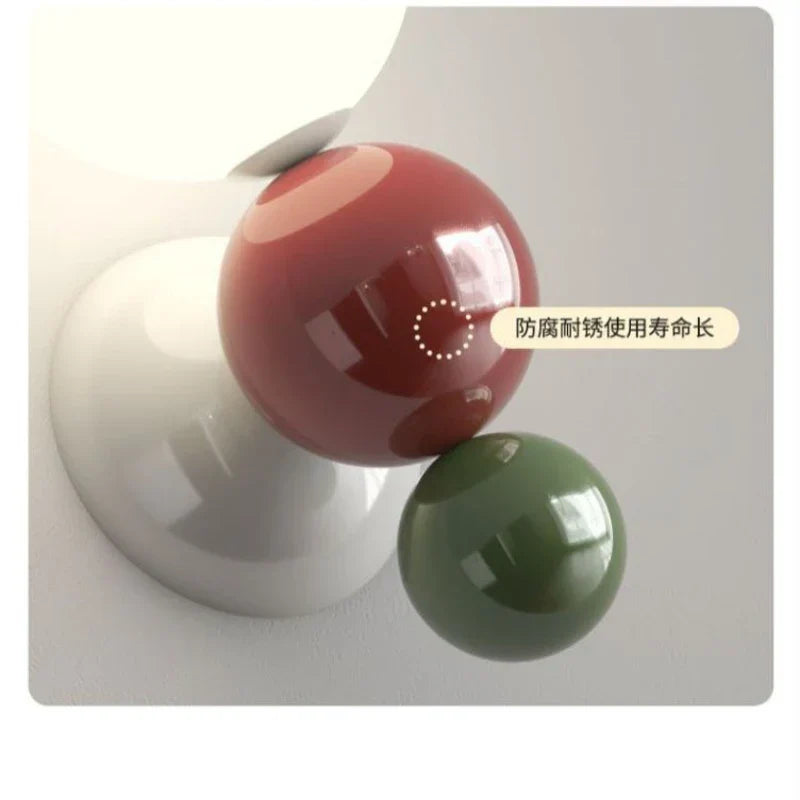 LED Wall Light Red Green White Metal Kids Room Lamp White Acrylic Ball