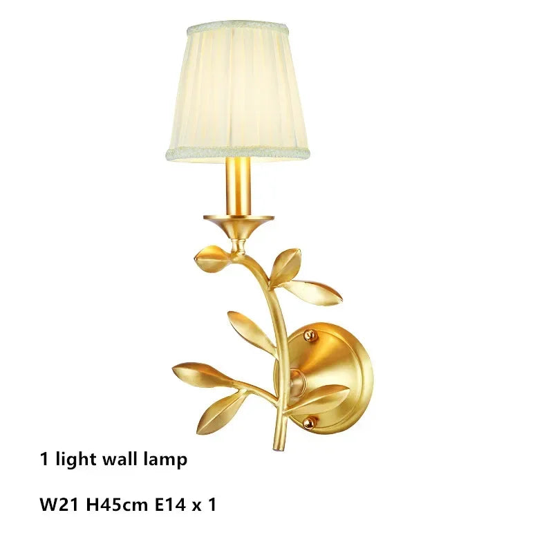 Gold Copper Chandelier with Fabric Shades & LED Lighting