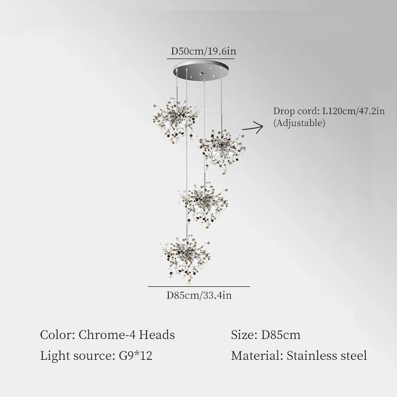 Stainless Steel Hanging Lamps for Ceiling Bar Pendant Lights Restaurant Luxury Chandelier