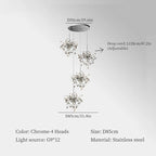 Stainless Steel Hanging Lamps for Ceiling Bar Pendant Lights Restaurant Luxury Chandelier