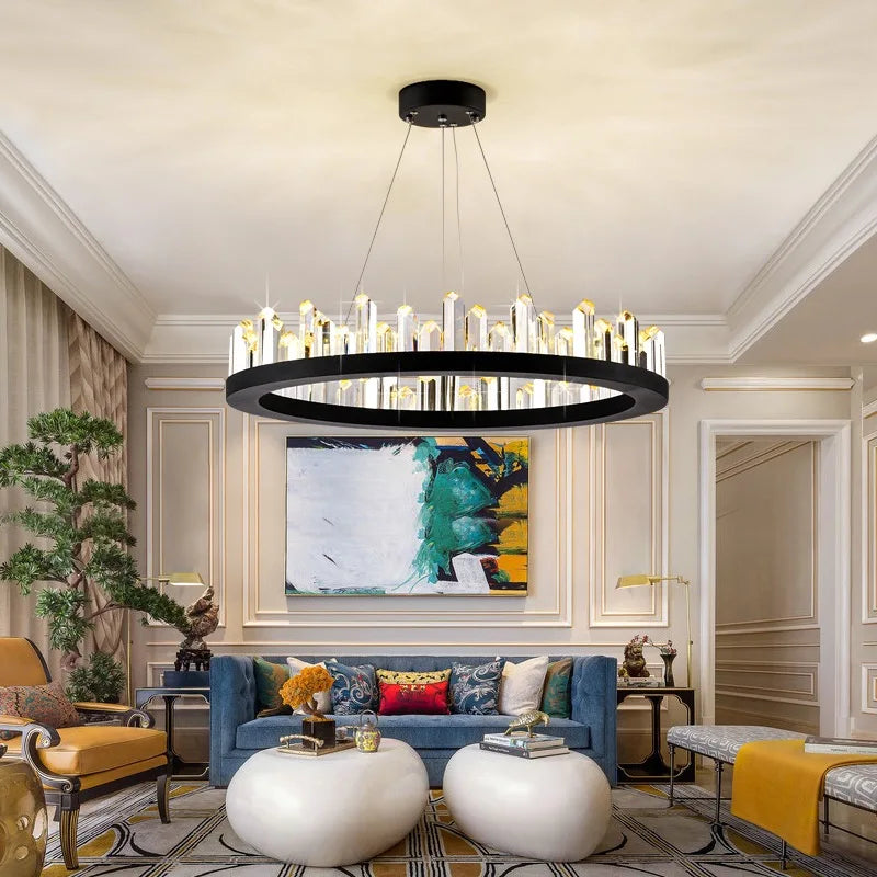 LED Crystal Pendant Chandelier for Living Room Dining Bedroom Hall Decor