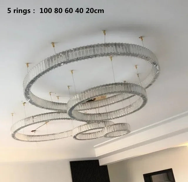 Round Crystal LED Pendant Chandelier for Luxury Dining Room and Bedroom Lighting