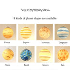 Moon Resin Ball Planet Pendant Light | Children Room Hanging Lamp