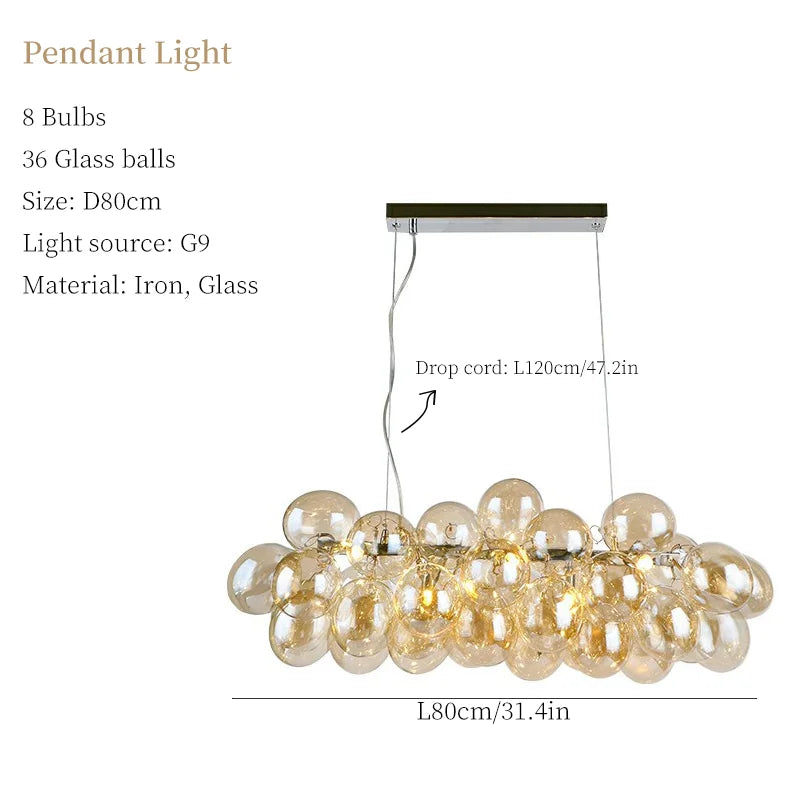 Glass Ball Chandelier: Modern Color Pendant Light for Living Room Decor