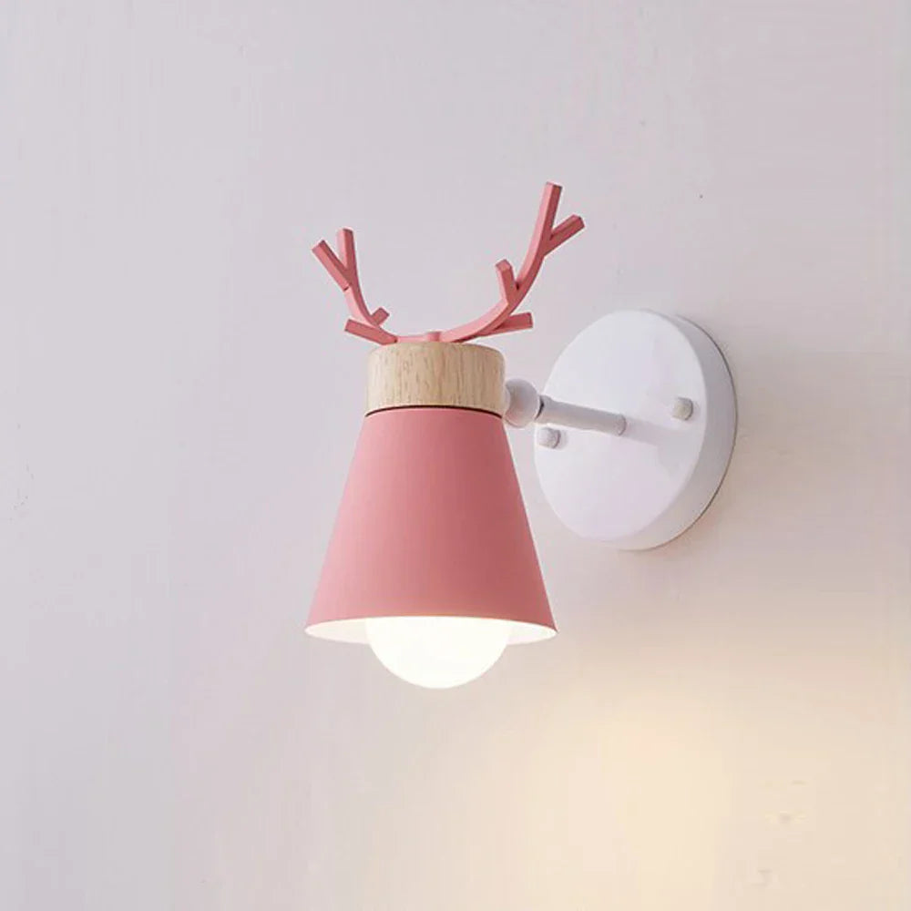 LED Antlers Wall Lamp Wooden Nordic Vintage Modern Loft Bedroom Lighting E27