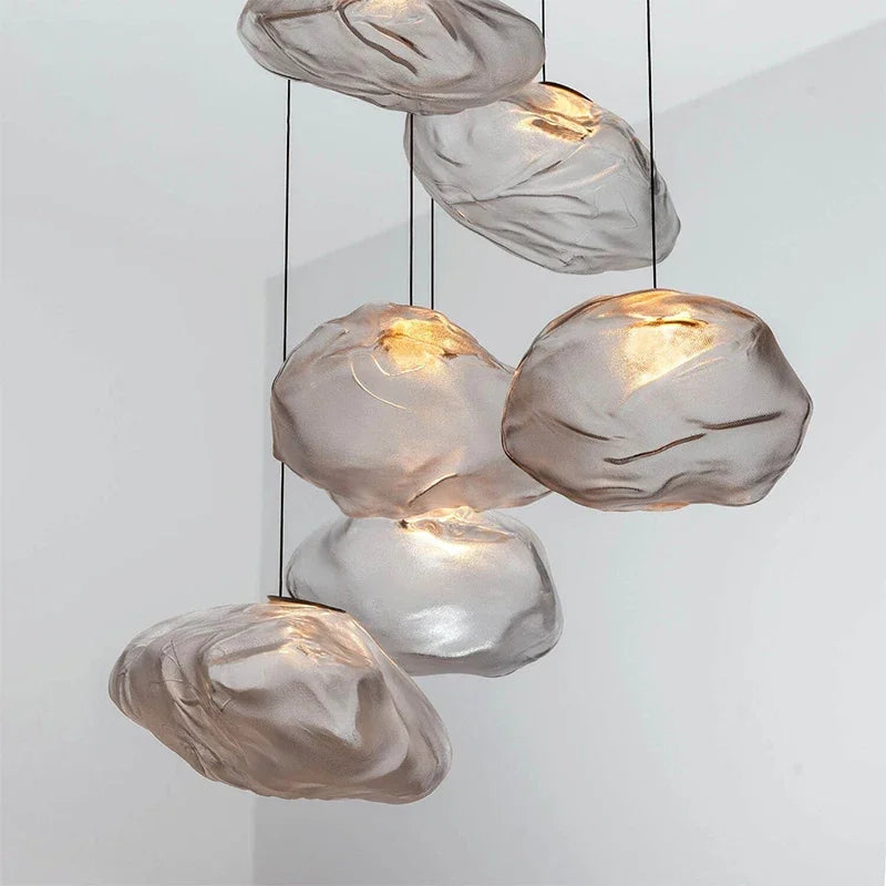 Smoky Grey Glass Pendant Light: Artistic Hanging Lamp for Stylish Decor.