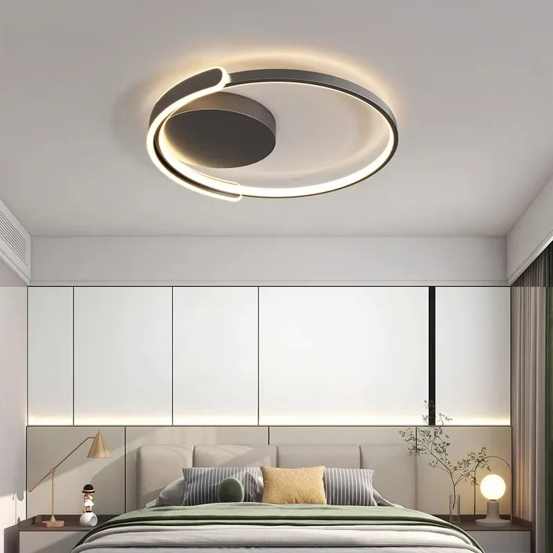 Circle LED Ceiling Lamp | Minimalist Round Iron Dimmable Bedroom Light Fixtures
