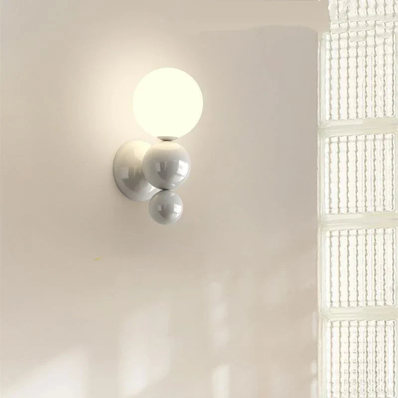 LED Wall Light Red Green White Metal Kids Room Lamp White Acrylic Ball