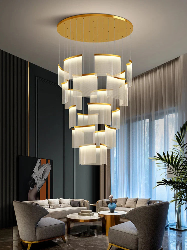 Acrylic LED Chandelier: Modern Light Luxury Dimmable Pendant for Living Room-Elegant Lighting Fixtures
