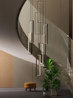 LED Stair Chandelier: Luxury Loft Geometry Pendant Lamps for Modern Living