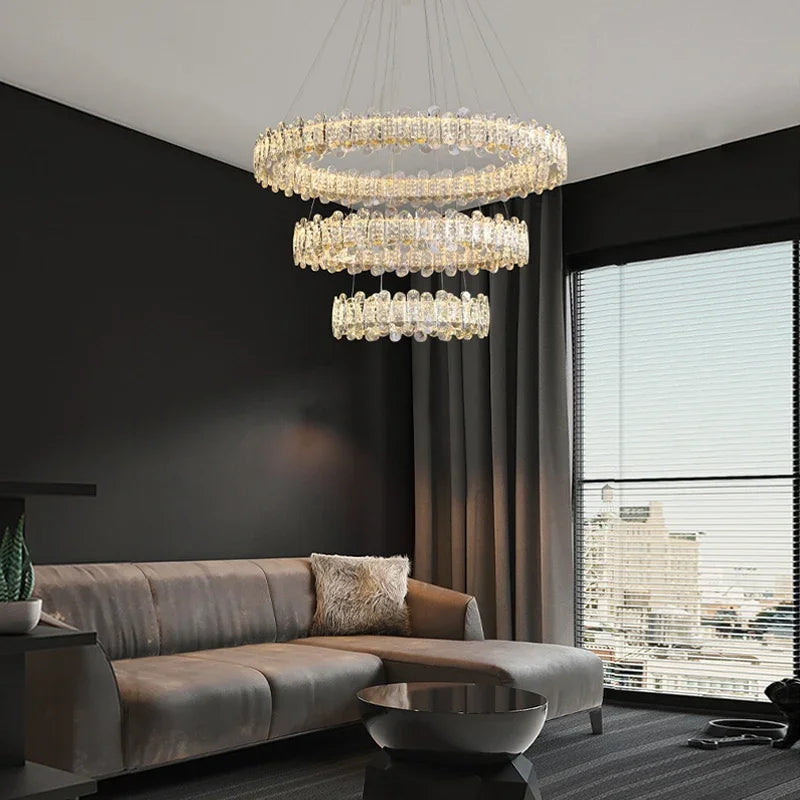Crystal LED Ceiling Chandelier: Modern Dimmable Lighting Fixture for Stylish Home Decor