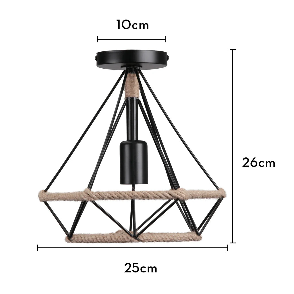 Handmade Hemp Rope Ceiling Lamps Chandelier Vintage Retro Industrial Lighting