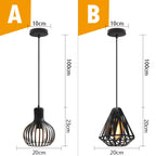 Black Metal Cage Pendant Light - Vintage Industrial Loft Kitchen Lighting